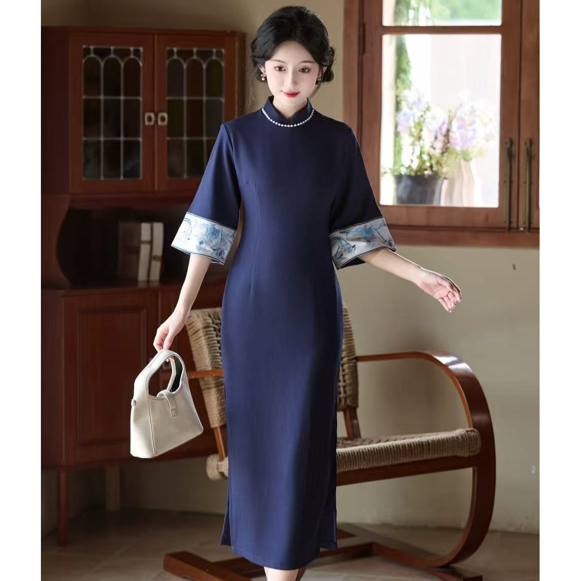 【旧事】衣长118新中式文艺复古日常旗袍立领显瘦修身