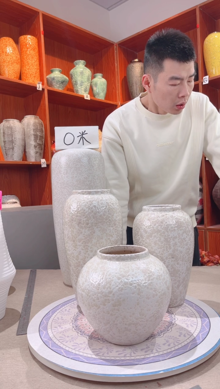 【闪购商品】瓶茶白 三件套 陶瓷花瓶 无花