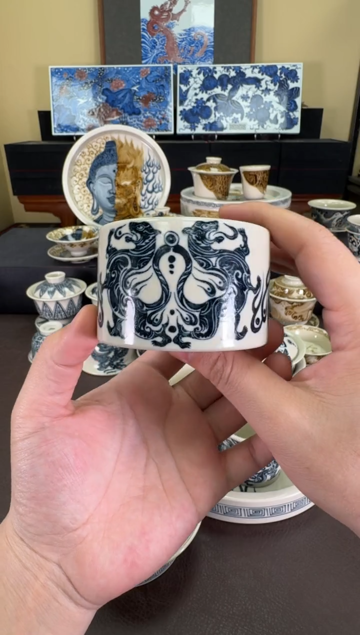 【闪购商品】二号釉虎符纹扳指杯
