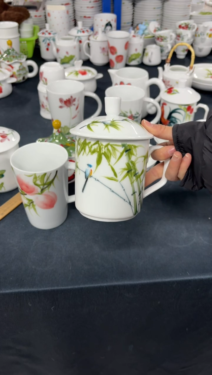 景德镇高温陶瓷食品级手绘釉中彩-大办公杯