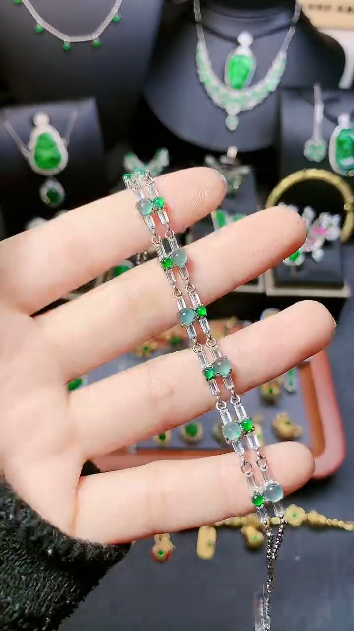 【闪购商品】翡翠手链银S925镶嵌手链