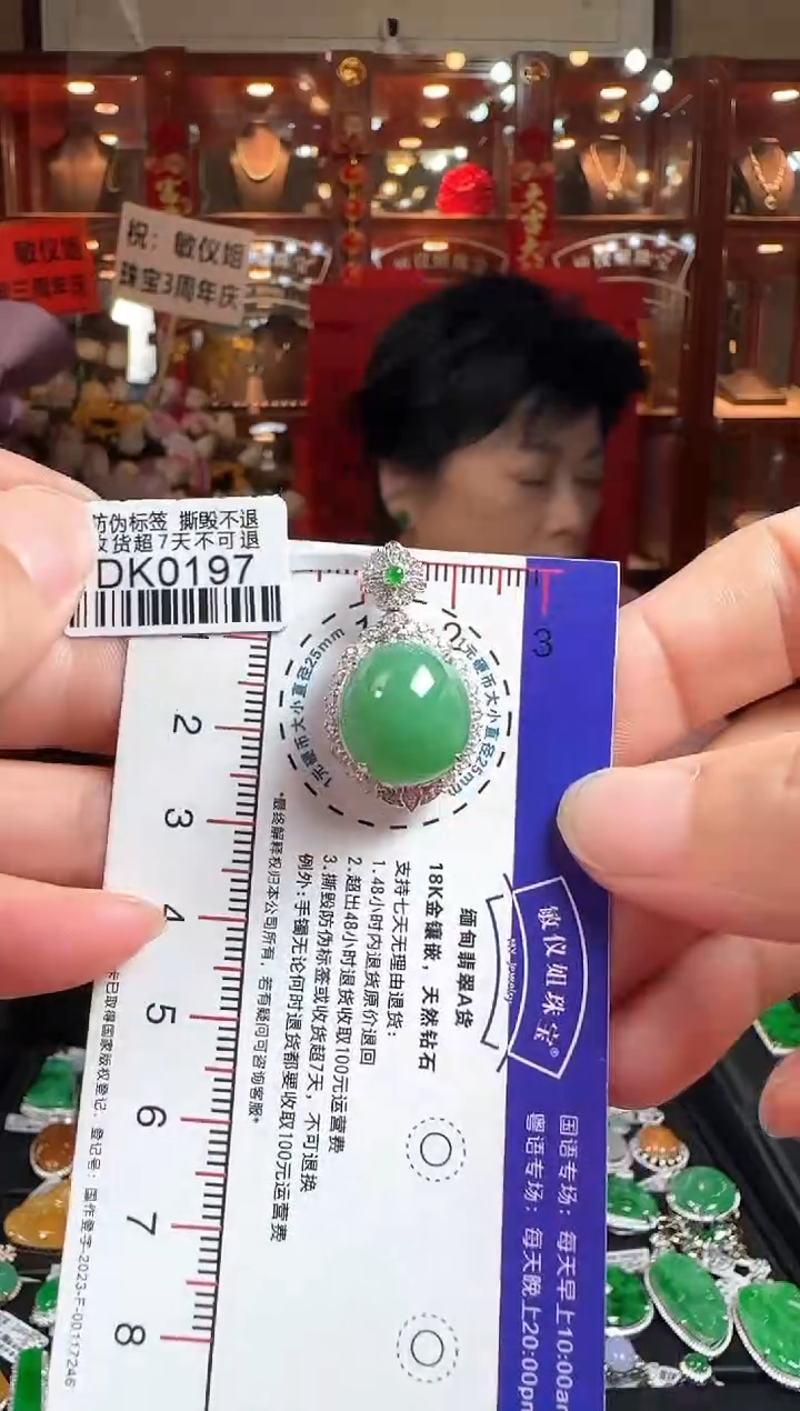 翡翠18K金镶嵌颈饰DK0197绿蛋面