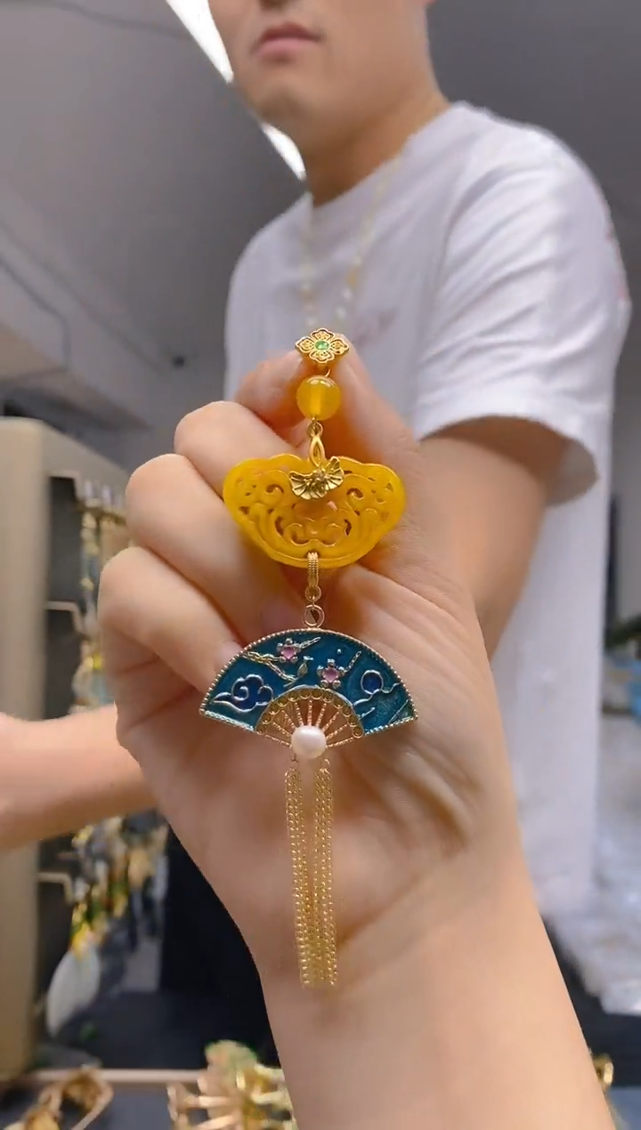 【闪购商品】翡翠耳饰合金085翡翠压襟