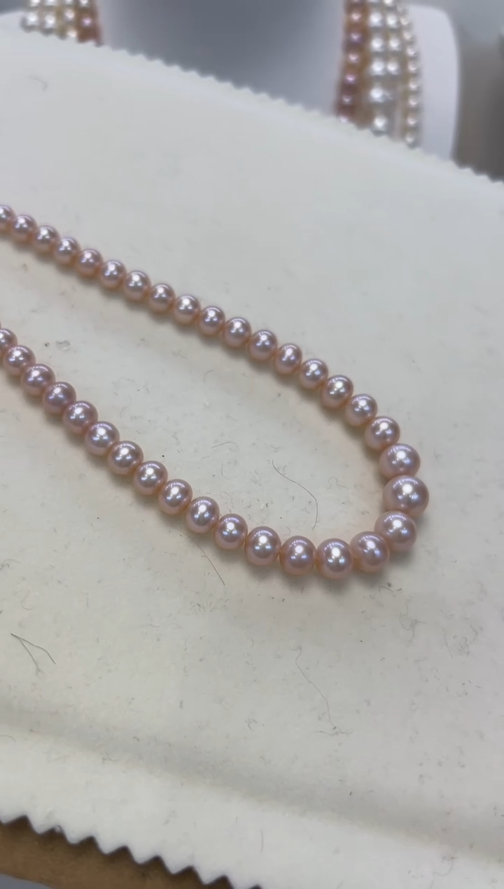 【闪购商品】淡水珍珠颈饰银S925镶嵌3-8MM塔链