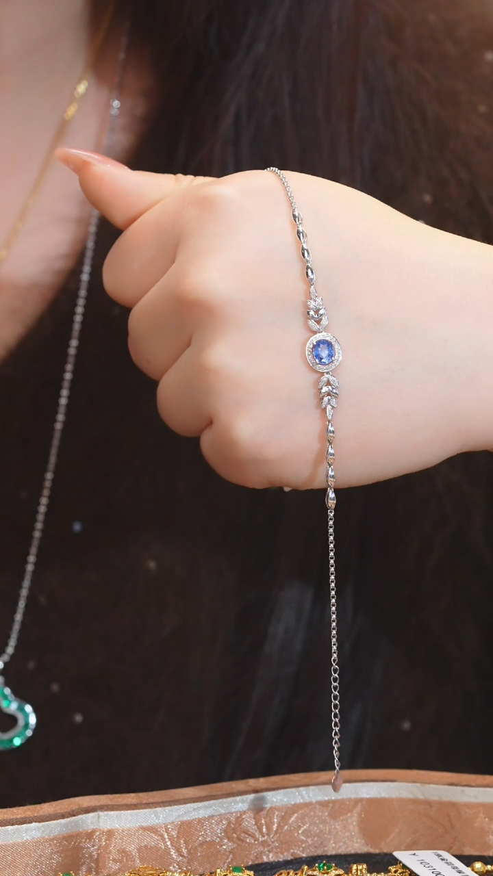 【闪购商品】蓝宝石手链18K金镶嵌（1ct）@@Q7058
