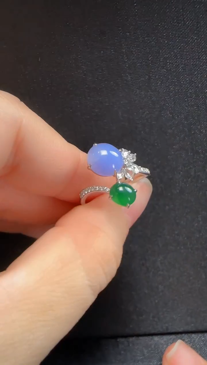 【闪购商品】翡翠戒指18K金镶嵌404蛋面一枚