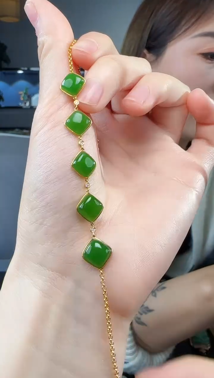 【闪购商品】和田玉手链18K金镶嵌1