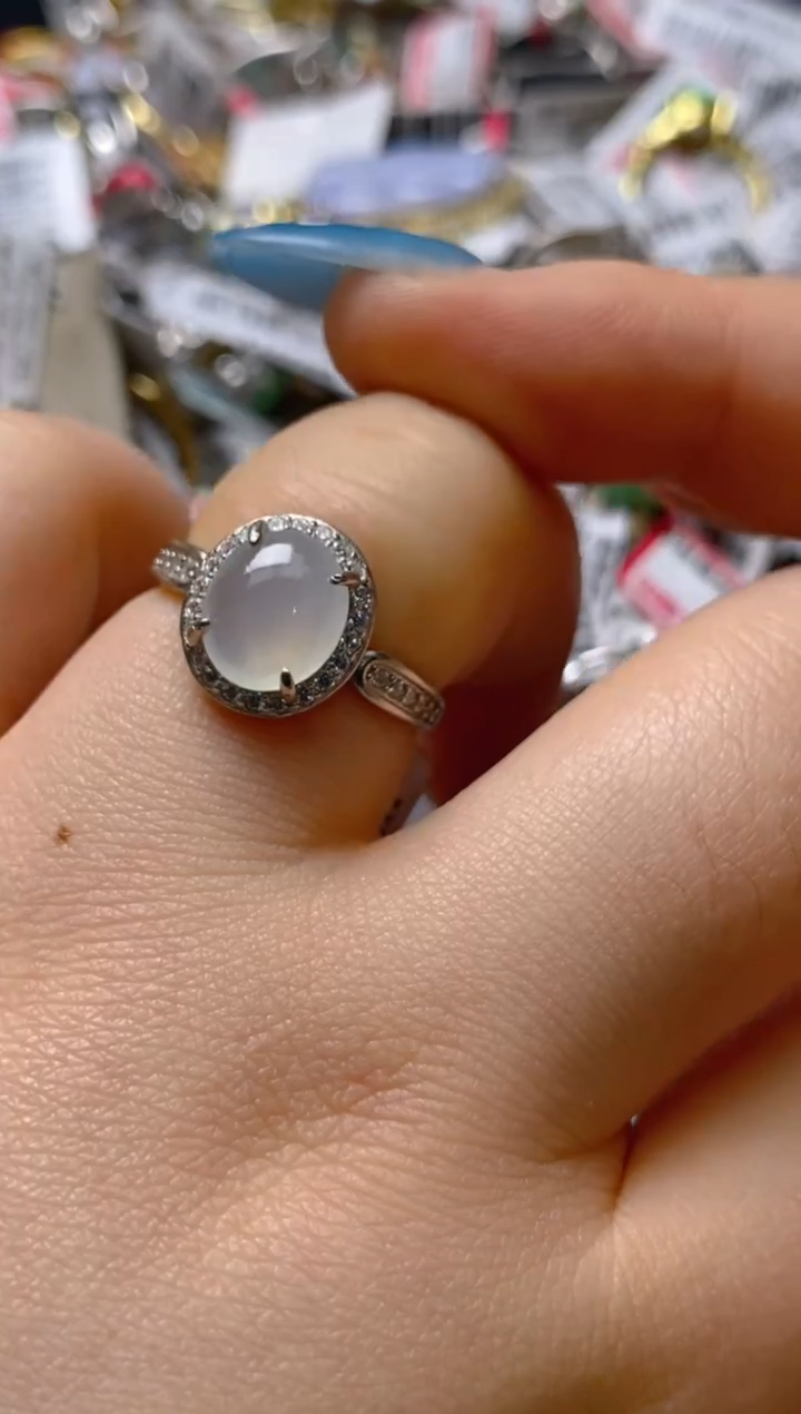 银S925镶嵌戒指翡翠百内无证书