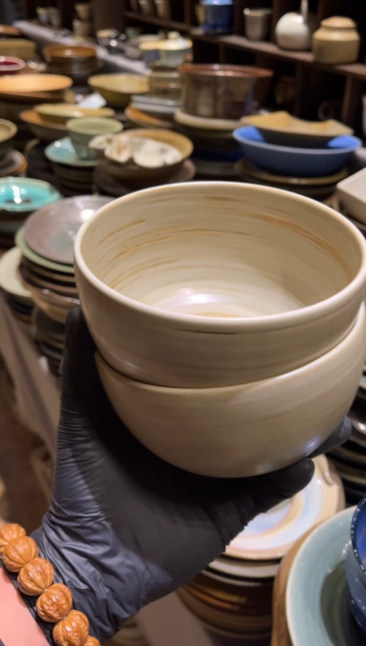 【闪购商品】瓷片486，2只微瑕刷釉豆青长相思碗