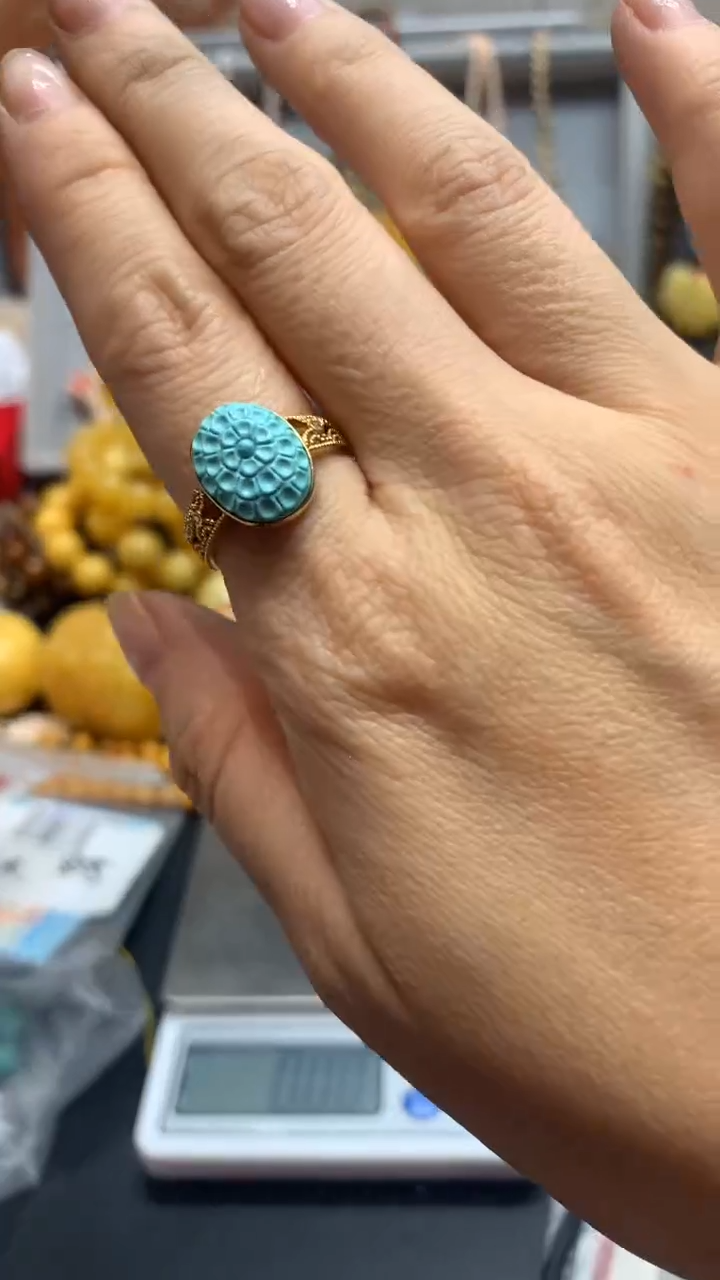 【闪购商品】绿松石珠宝奇石18K金镶嵌337