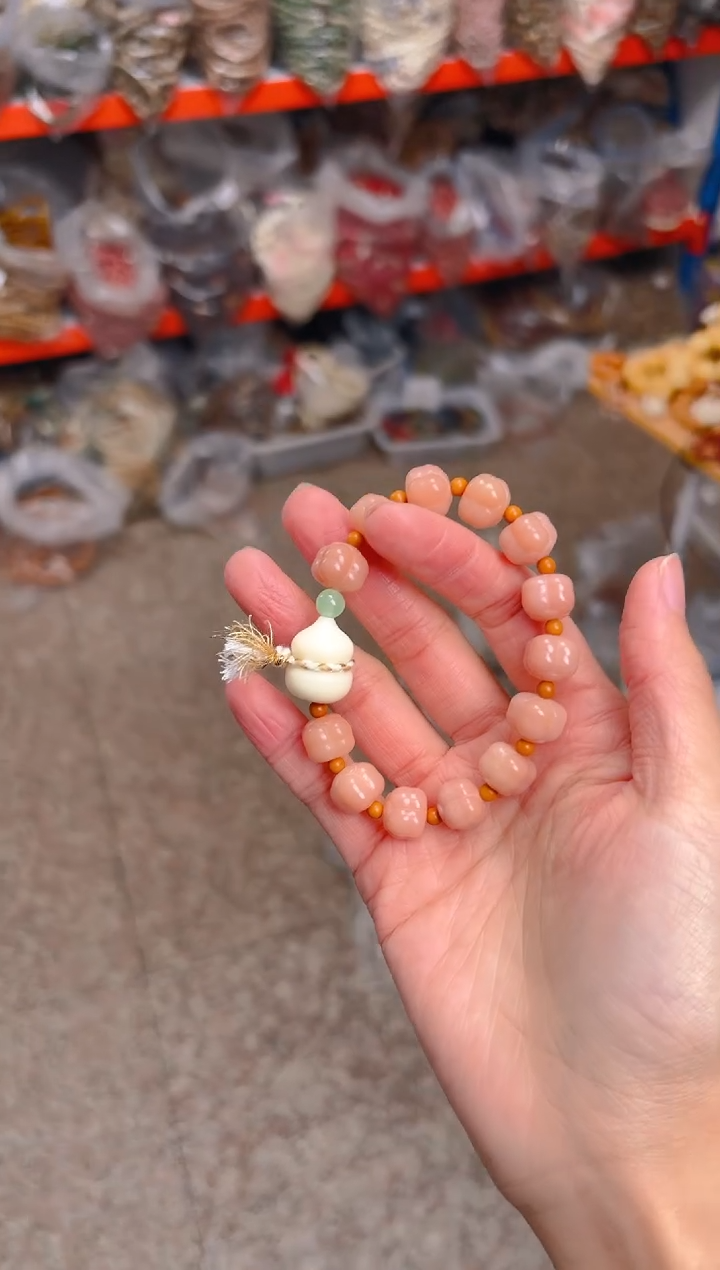 吊坠菩提根/象牙果粉色事事如意单圈