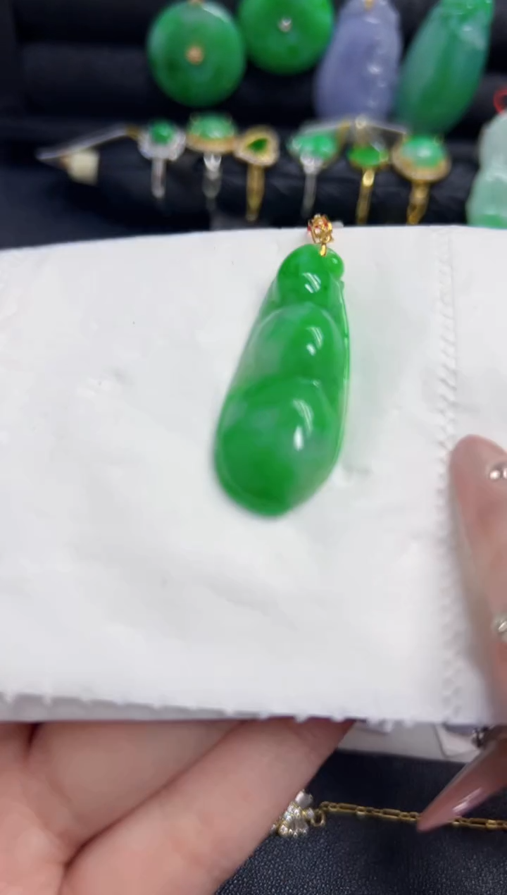 【闪购商品】翡翠颈饰18K金镶嵌Y缅料A货/支持复检/一件