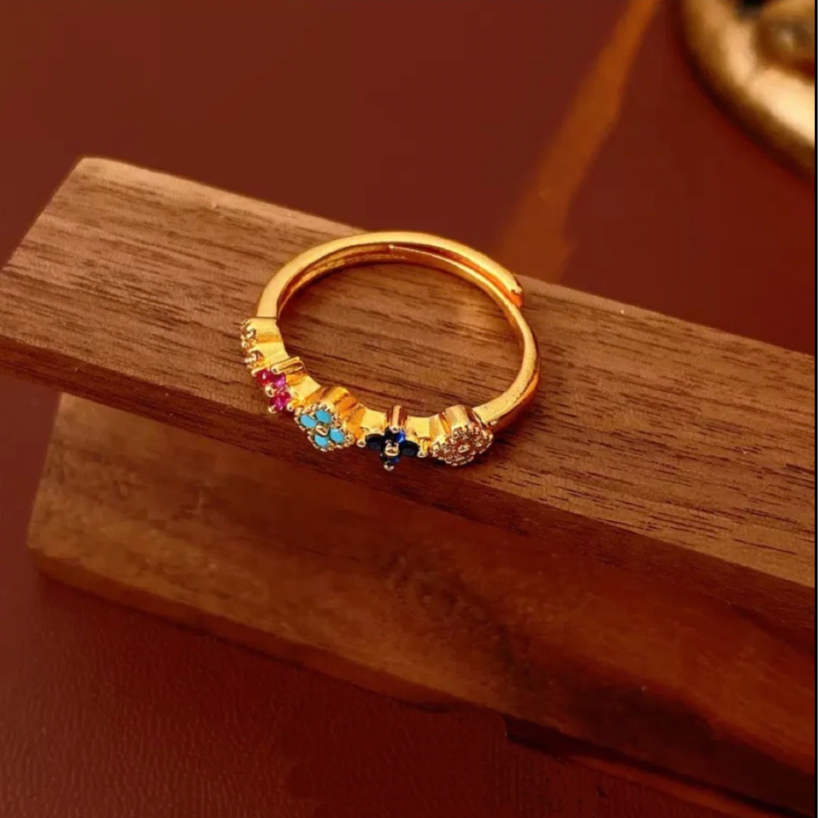 戒指  黄色 多巴胺创意小草戒指-A30