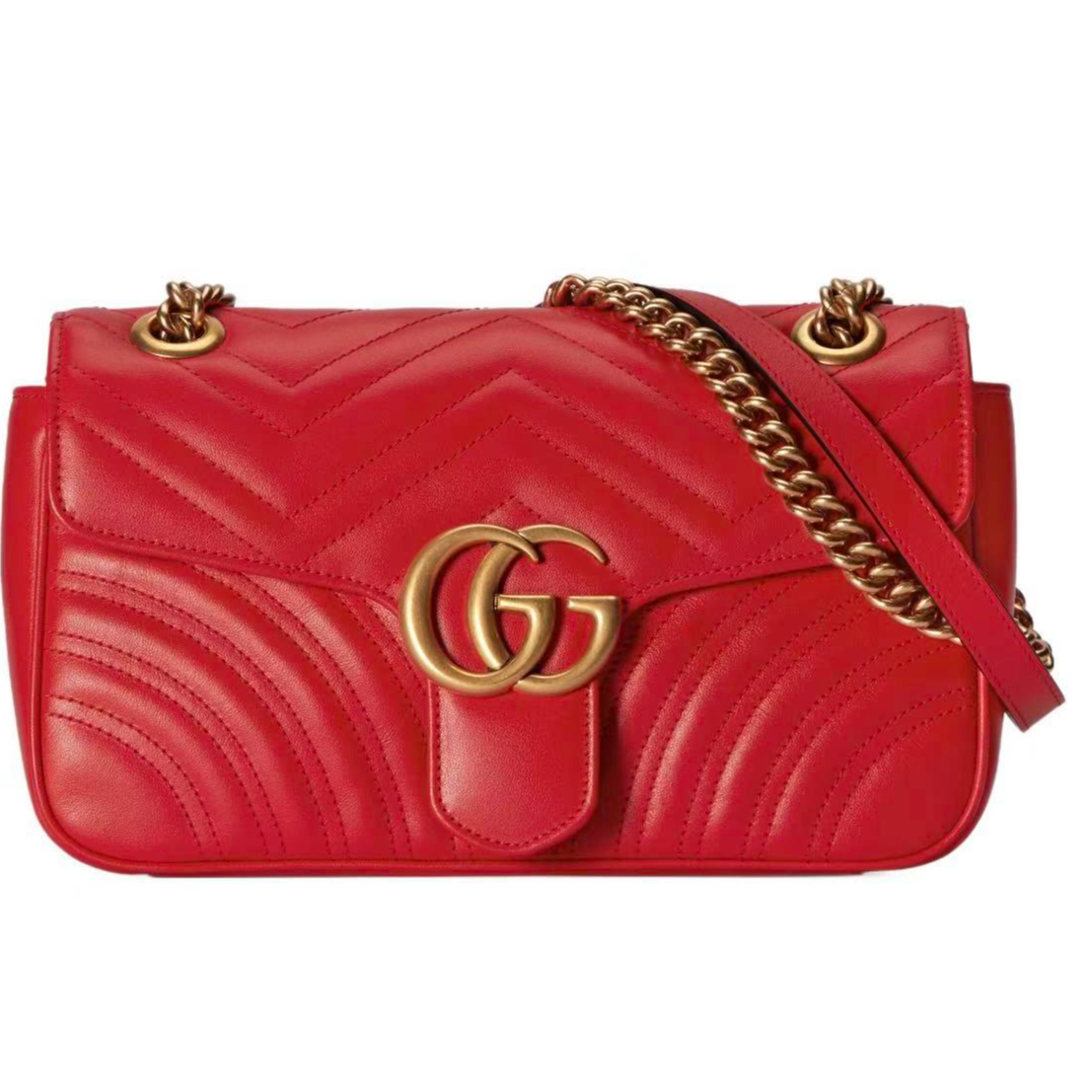 95新 GUCCI/古驰 红金marmont中号马蒙单肩包