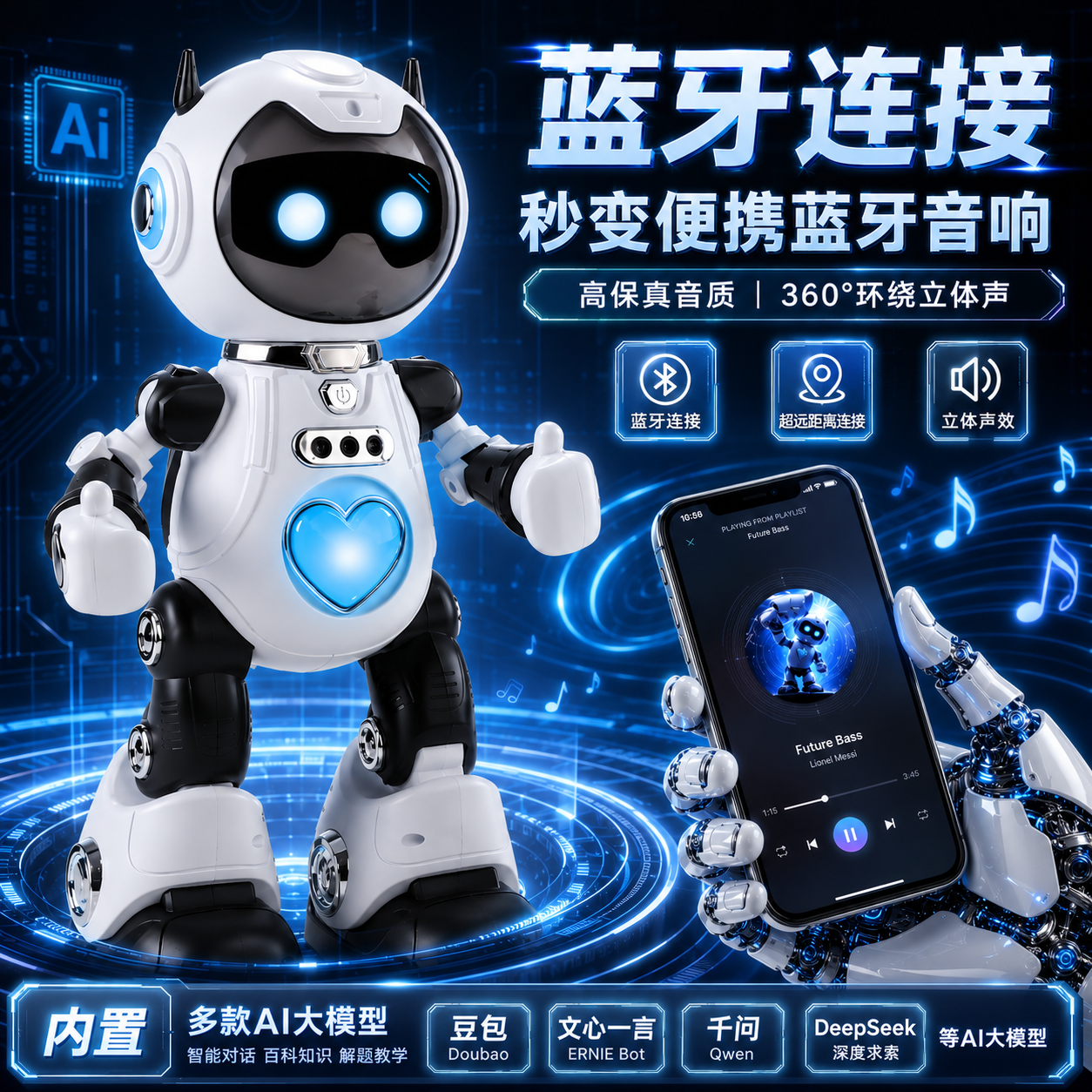 智能AI机器人儿童玩具蓝牙音响智能对话教课题生日六一礼物 图片 2