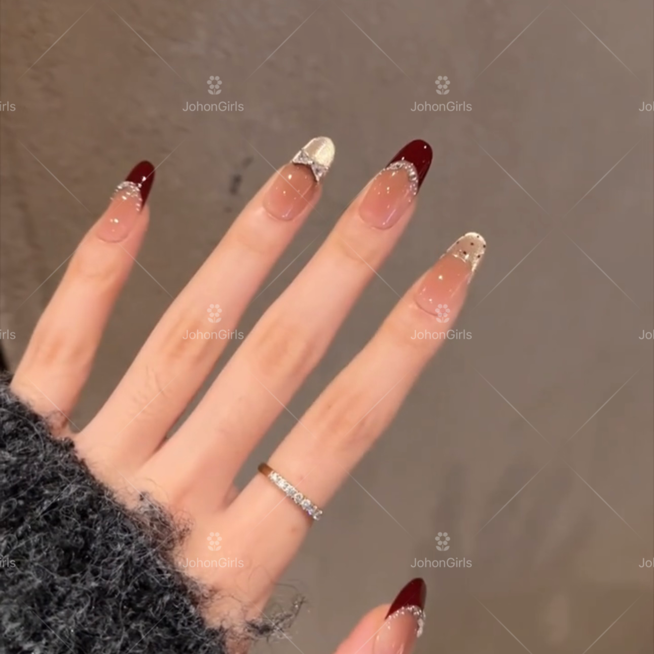 JohonGirls'/琴岛小嫚【如梦碎晶】显白高级感气质美甲纯手工穿戴甲