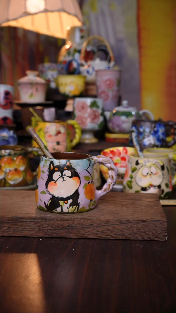 杯子陶泥垚手作 景德镇手工手绘陶瓷器物