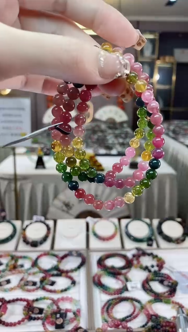 【闪购商品】碧玺三圈手串6mm+未镶嵌一物一证dan