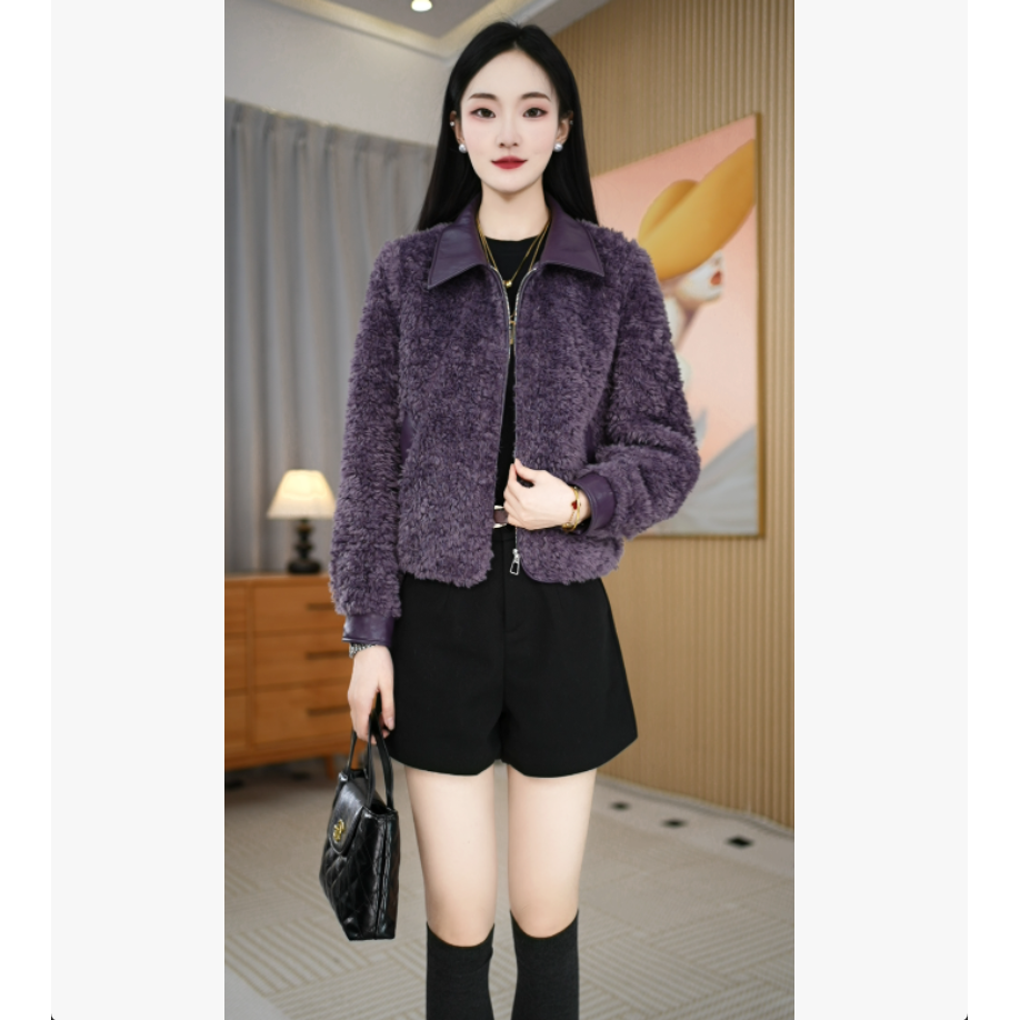 【艾丝琪】冬季新款百搭时尚加厚保暖显瘦纯色女士外套M-2XL