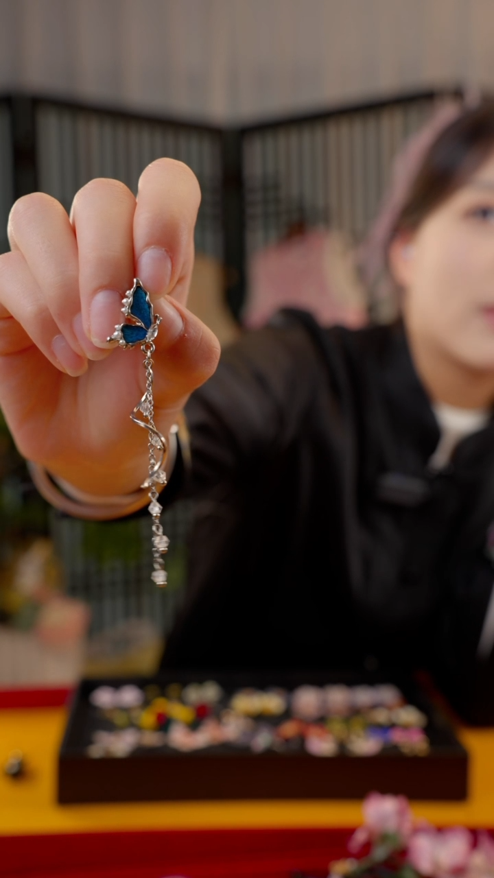 刺绣月*鸟非遗绒花手工饰品