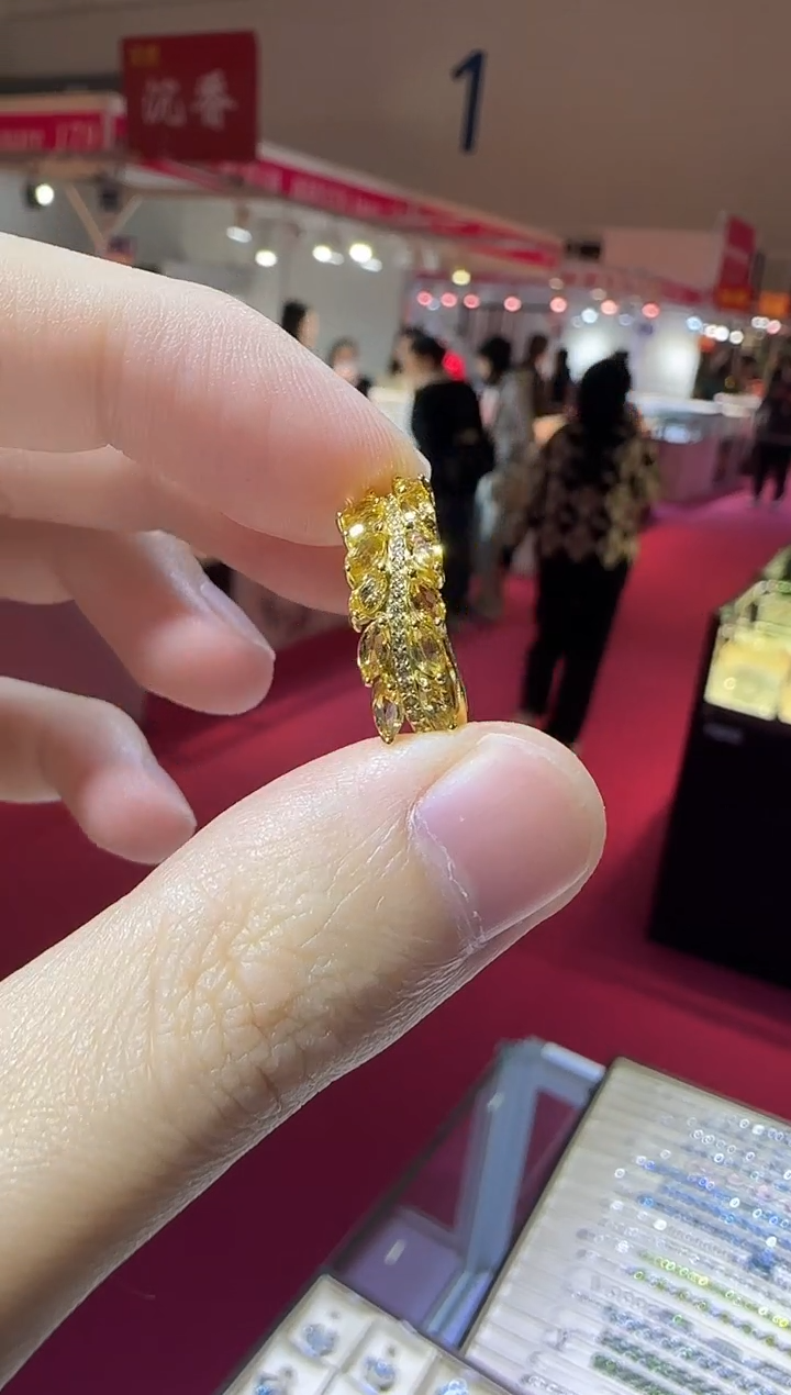银S925镶嵌戒指黄晶麦穗设计款
