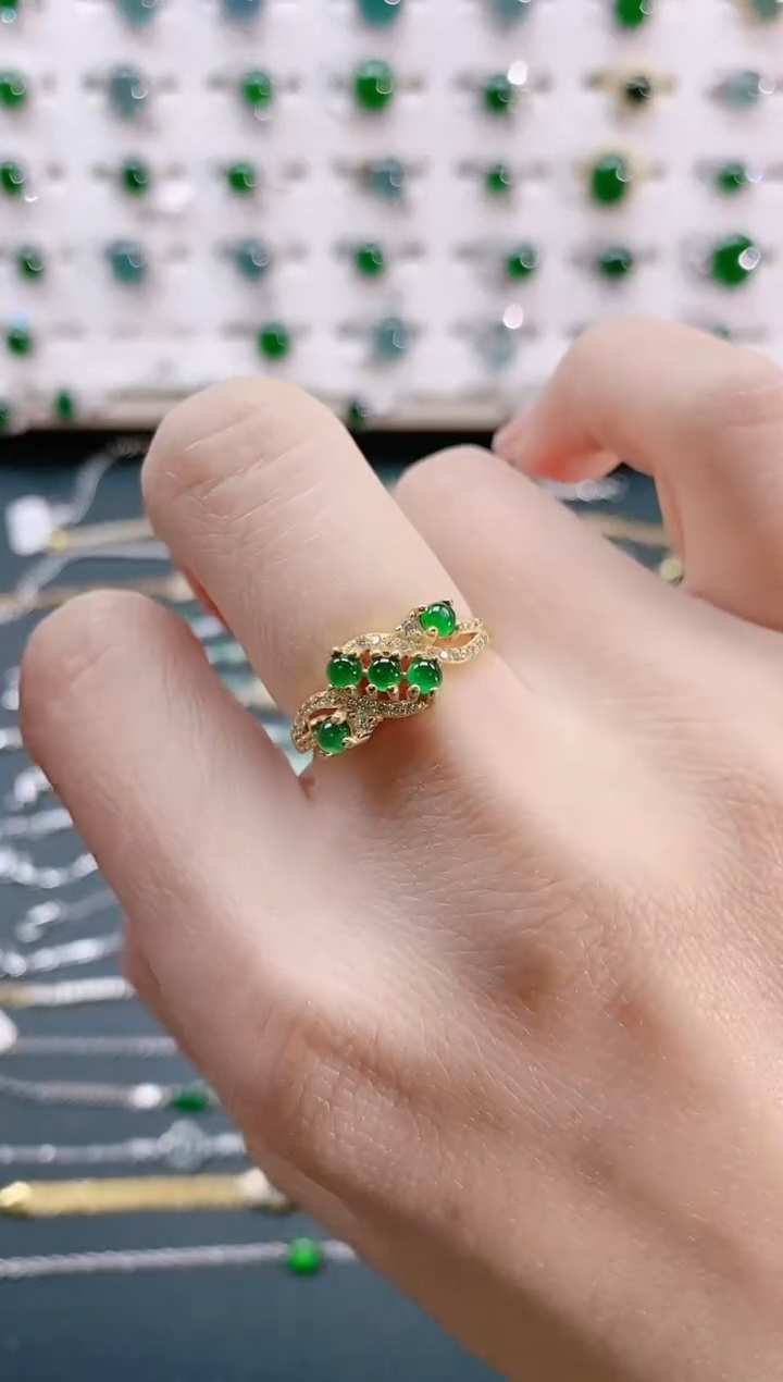 【闪购商品】翡翠戒指银S925镶嵌天然翡翠