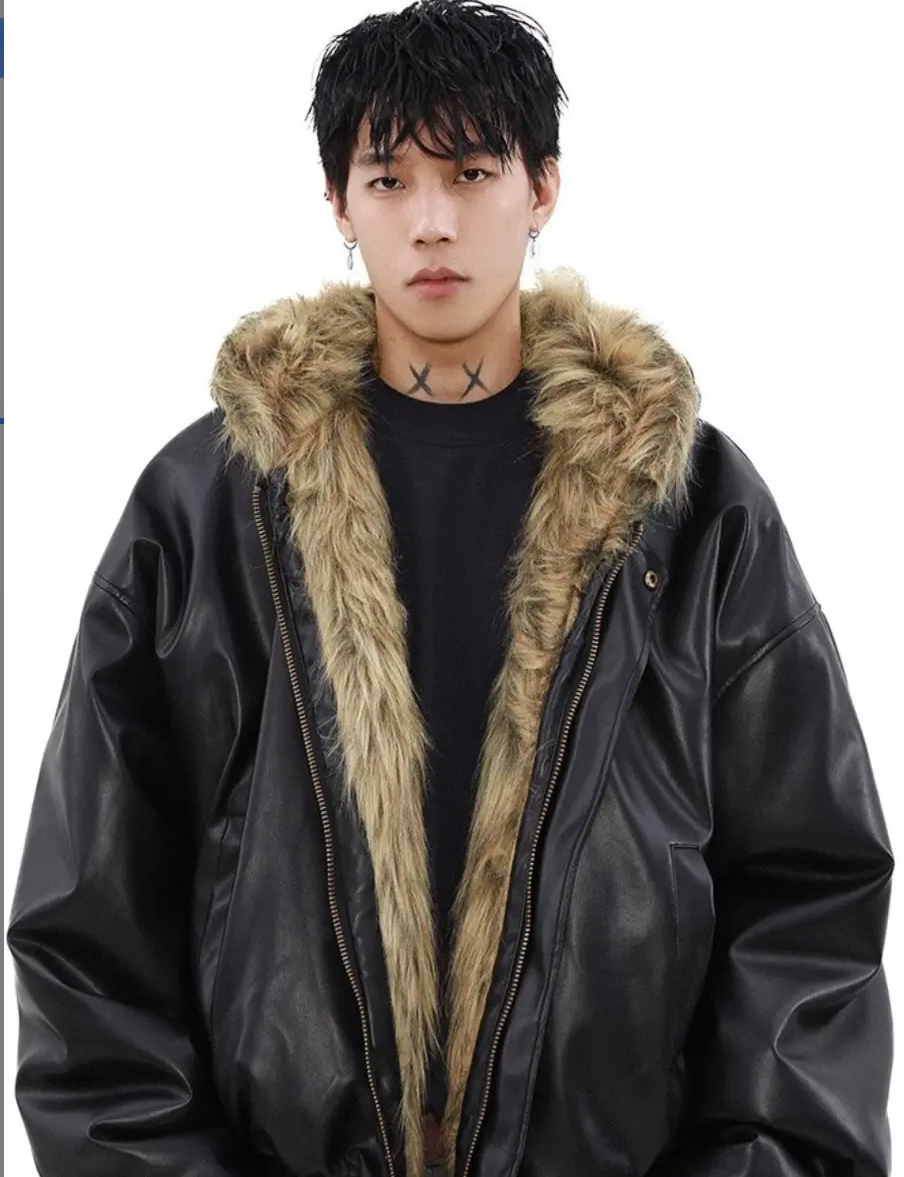 888 高端皮衣外套男冬季加绒双面可穿痞帅宽松机车服夹克