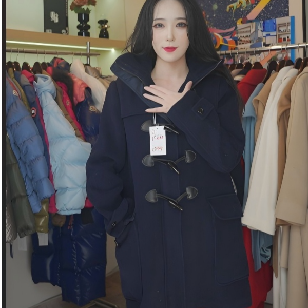 95新 BURBERRY/博柏利 博柏利 拉链牛角扣羊毛大衣 UK10码 11533