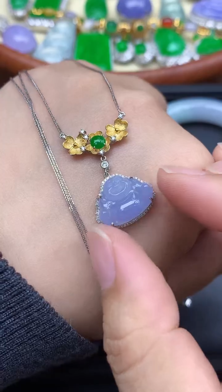 颈饰18K金镶嵌翡翠545-中国好珍宝