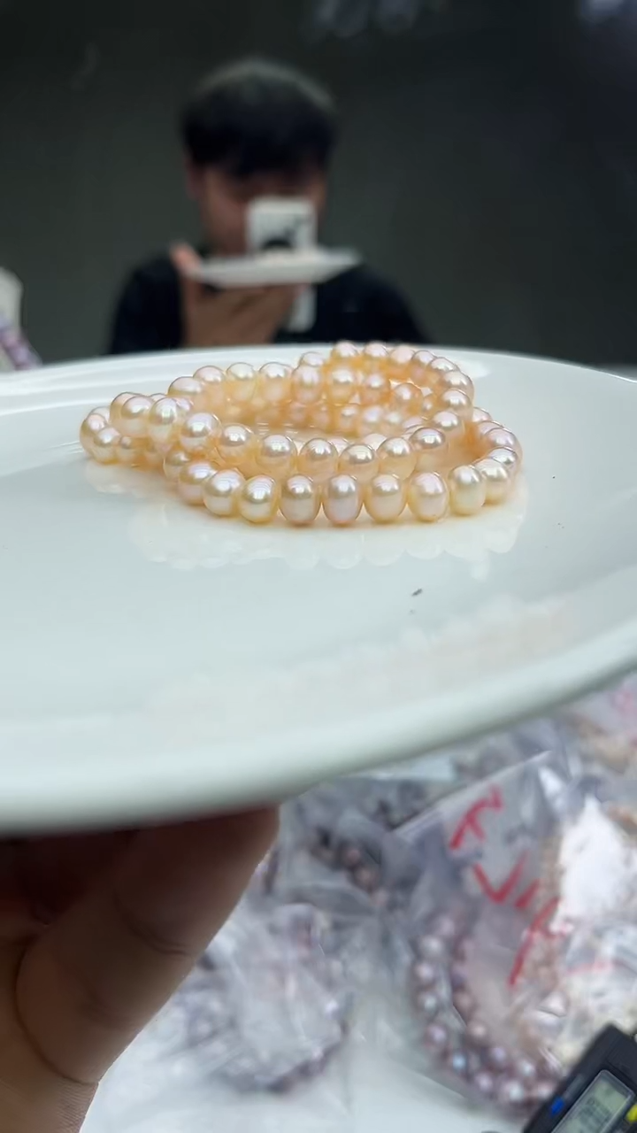 未镶嵌手链淡水珍珠6-7mm中国红手链（多样性发一）