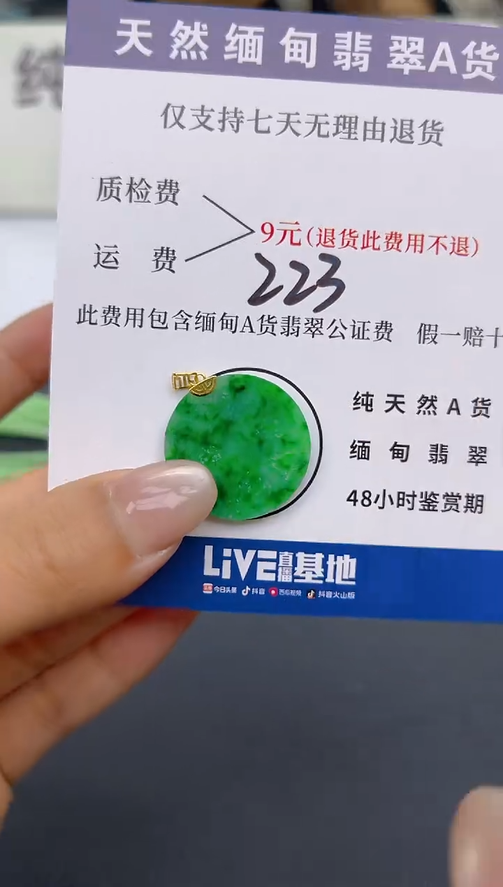 颈饰18K金镶嵌翡翠纯天然缅甸翡翠A货