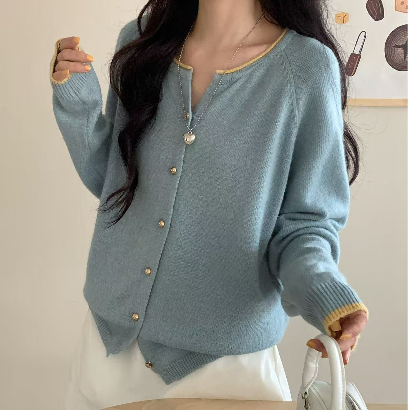 956#新款小香风长袖针织衫时尚百搭开衫