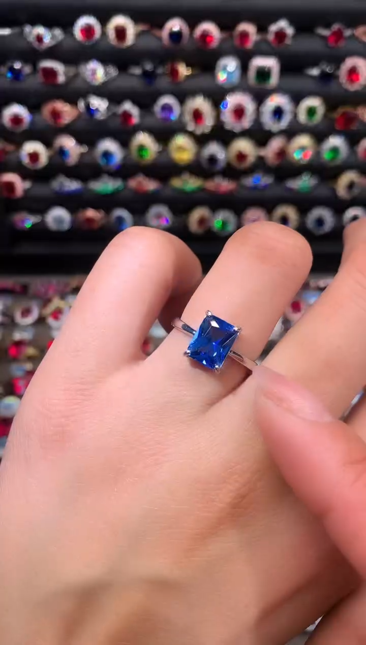 【闪购商品】蓝宝石戒指银S925镶嵌矢车菊79