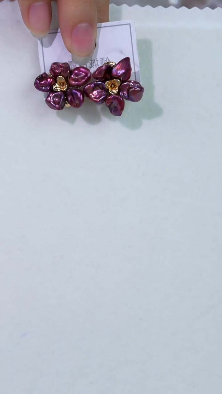 银S925镶嵌淡水珍珠耳饰238