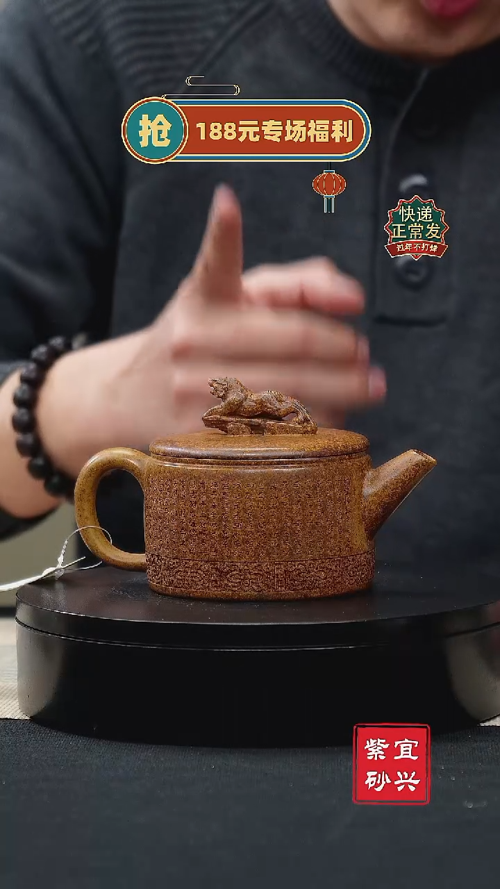 【闪购商品】紫砂茶壶21卧虎藏龙 手工紫砂壶