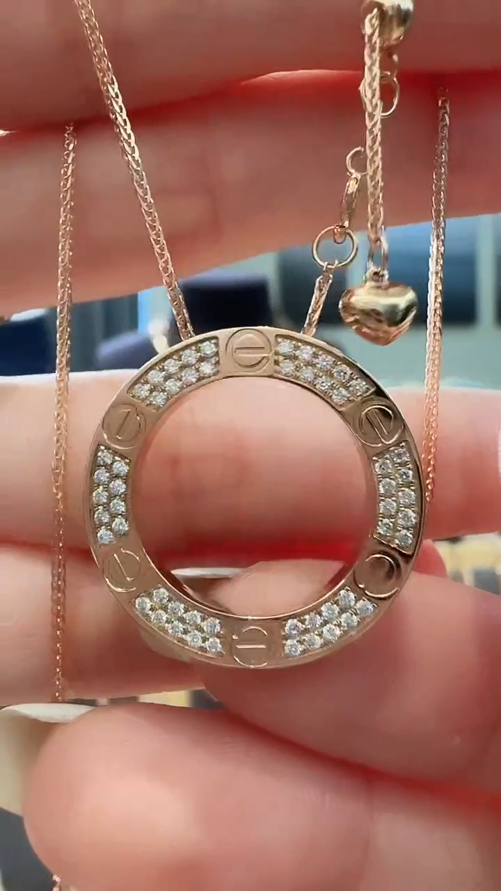 吊坠(不含链)18K金镶嵌天然钻石18K金钻石饼饼吊坠