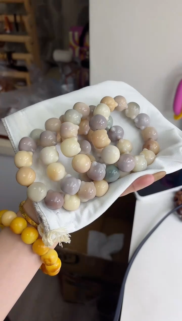 手串菩提根/象牙果沐r20干磨横孔猫猫头18*20mm手串随机