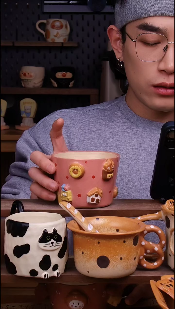 杯子陶景德镇可爱设计师款陶瓷