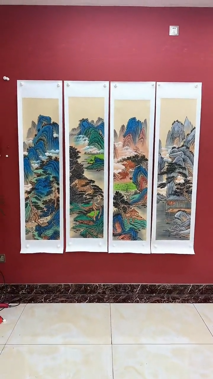 国画国画《春夏秋冬》四条屏