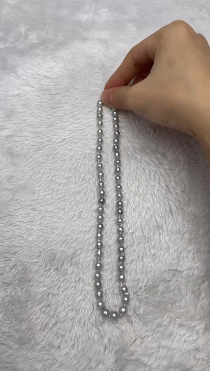 项链银S925镶嵌海水珍珠AK真多麻6-6.5mm