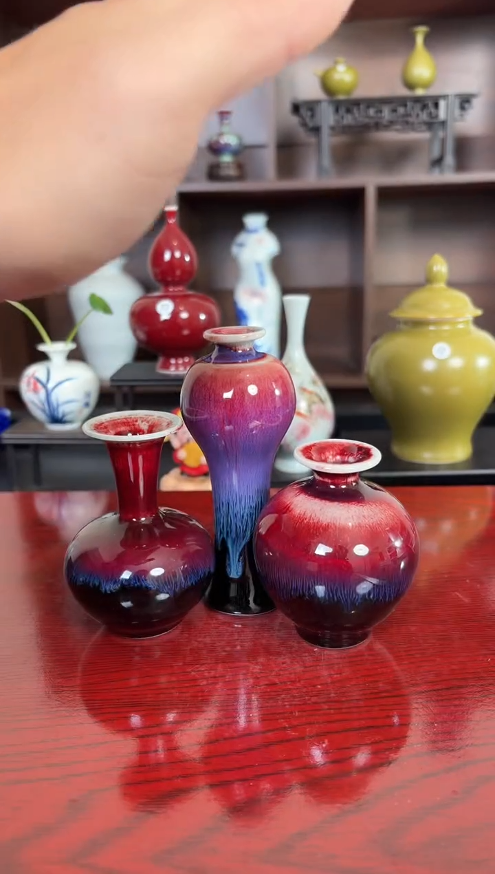 摆件瓷12.29晚微瑕小花瓶摆件3个