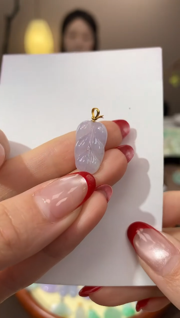 【闪购商品】翡翠颈饰18K金镶嵌天然缅甸a货翡翠