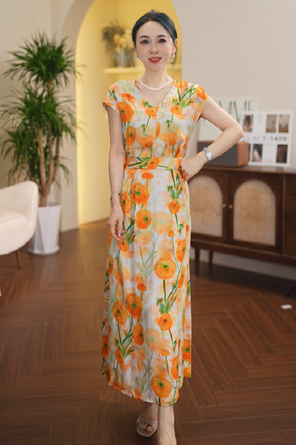 G863馥郁花间 夏季新款遮肉显瘦时尚连衣裙ZC