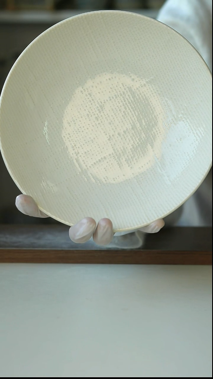 陶瓷复古亚麻纹深盘20cm@4-2@微瑕
