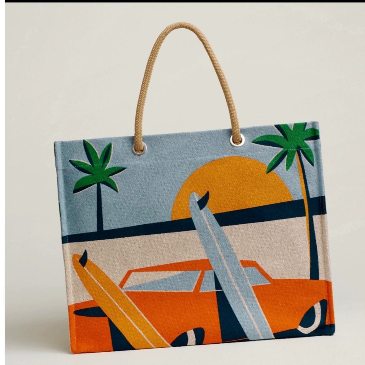 99新 Hermes/爱马仕 小花Jerry  Apres la vague 沙滩包 印花