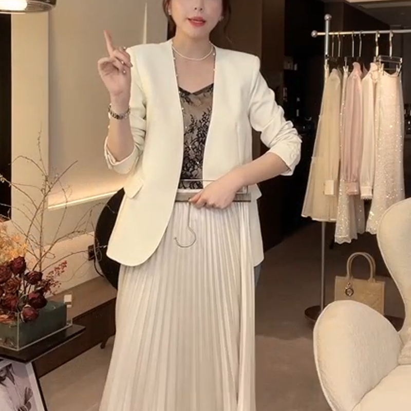【Ms.Wen】主理人~春季韩版修身个小子西装外套时尚白色西服洋气