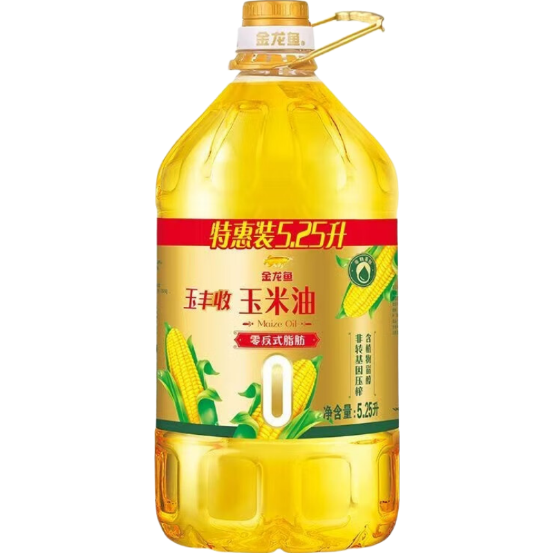 金龙鱼玉丰收零反式脂肪玉米油5.25L/桶 压榨特级玉米油食用油