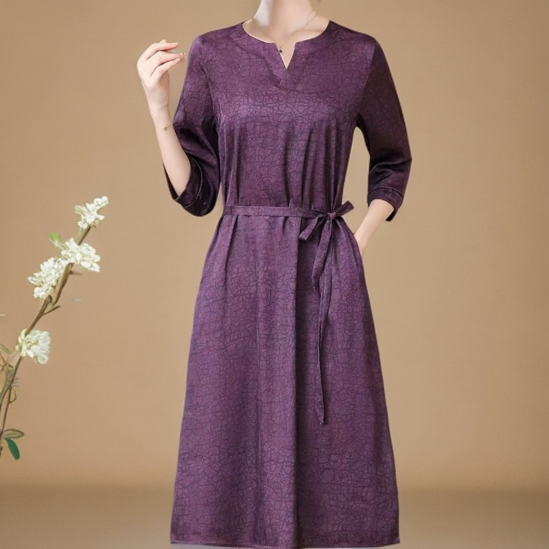 1491桑葚裙妈妈装高贵新款妈妈装洋气收腰过膝法式