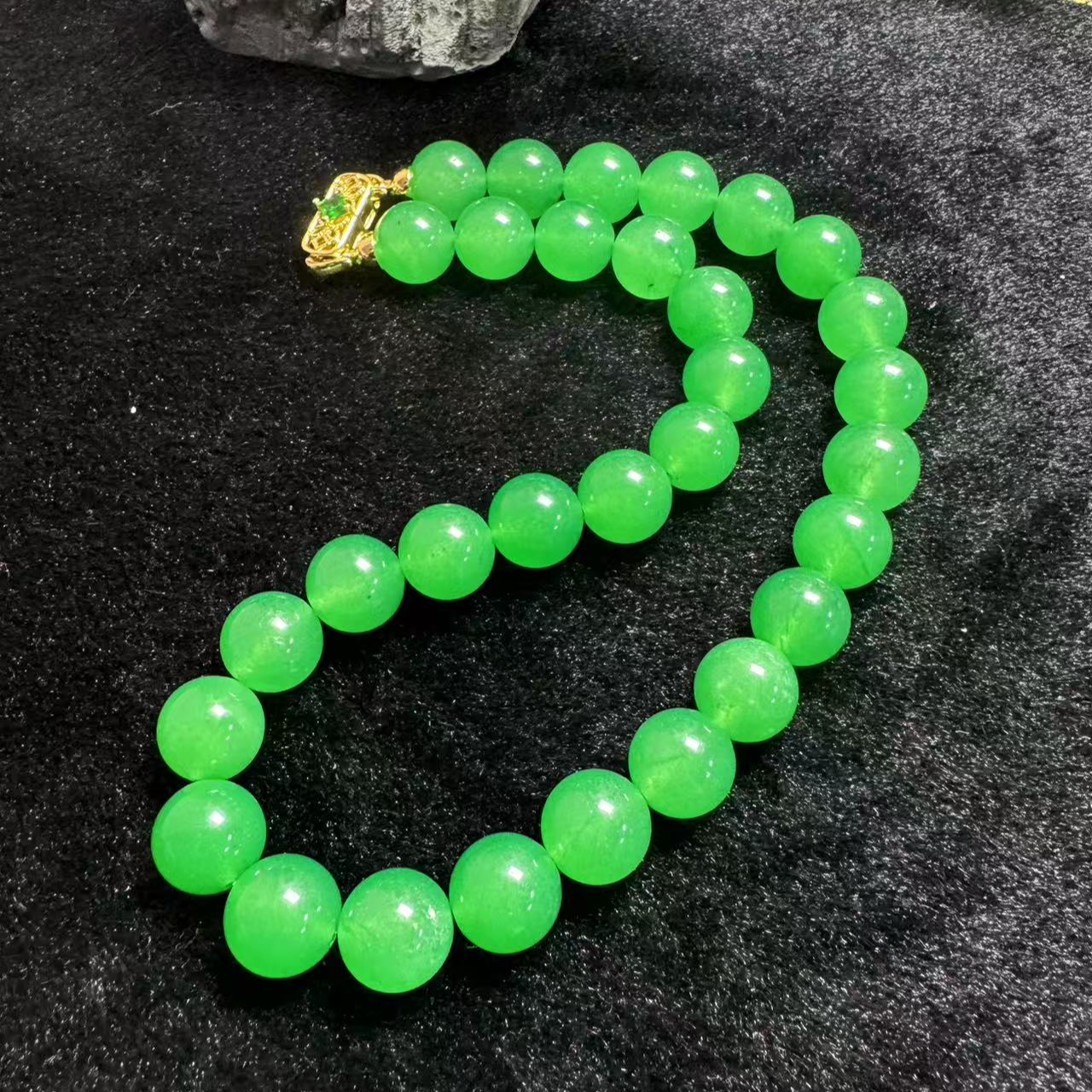 【星旺珠宝】卡16左右冰耀翠阳绿绿合成立方氧化锆项链