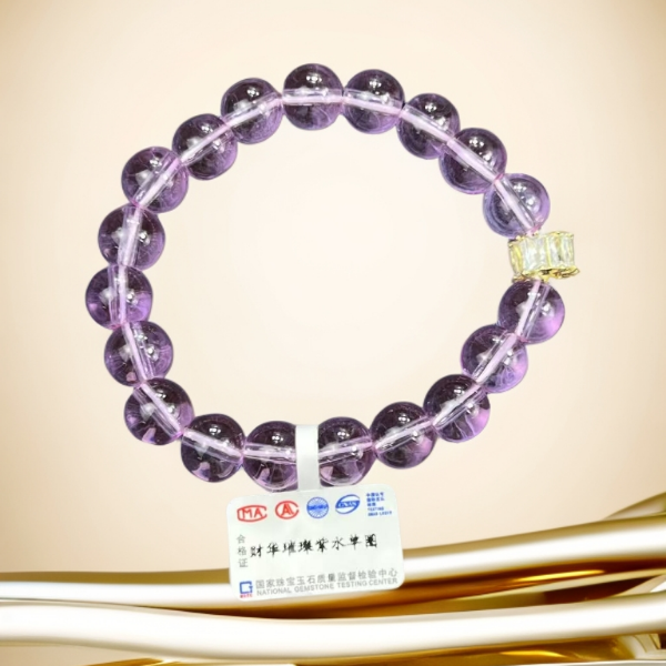 X024-财华璀璨紫水单圈水晶手串(无礼盒）